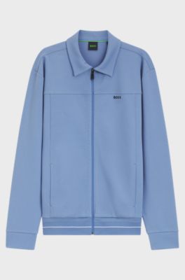 Cotton-blend sweatshirt with embroidered logo, Light Blue