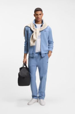 Felpa in misto cotone con logo ricamato, Celeste