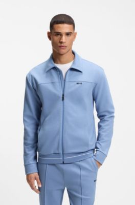 Cotton-blend sweatshirt with embroidered logo, Light Blue