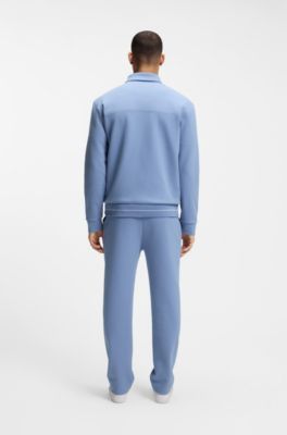 Cotton-blend sweatshirt with embroidered logo, Light Blue