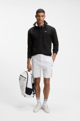Sweat en coton m&eacute;lang&eacute; avec logo brod&eacute;, Noir