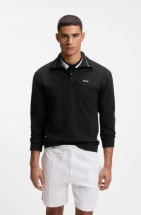 Cotton-blend sweatshirt with embroidered logo, Black