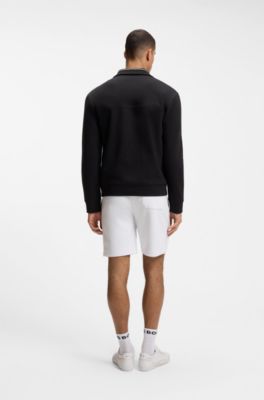 Sweat en coton m&eacute;lang&eacute; avec logo brod&eacute;, Noir