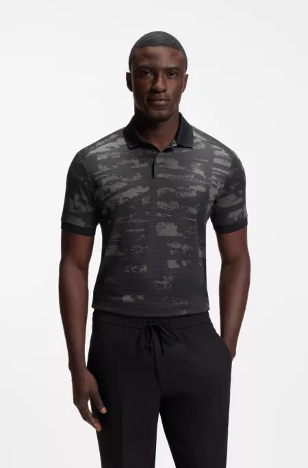 Slim-fit polo shirt with jacquard pattern