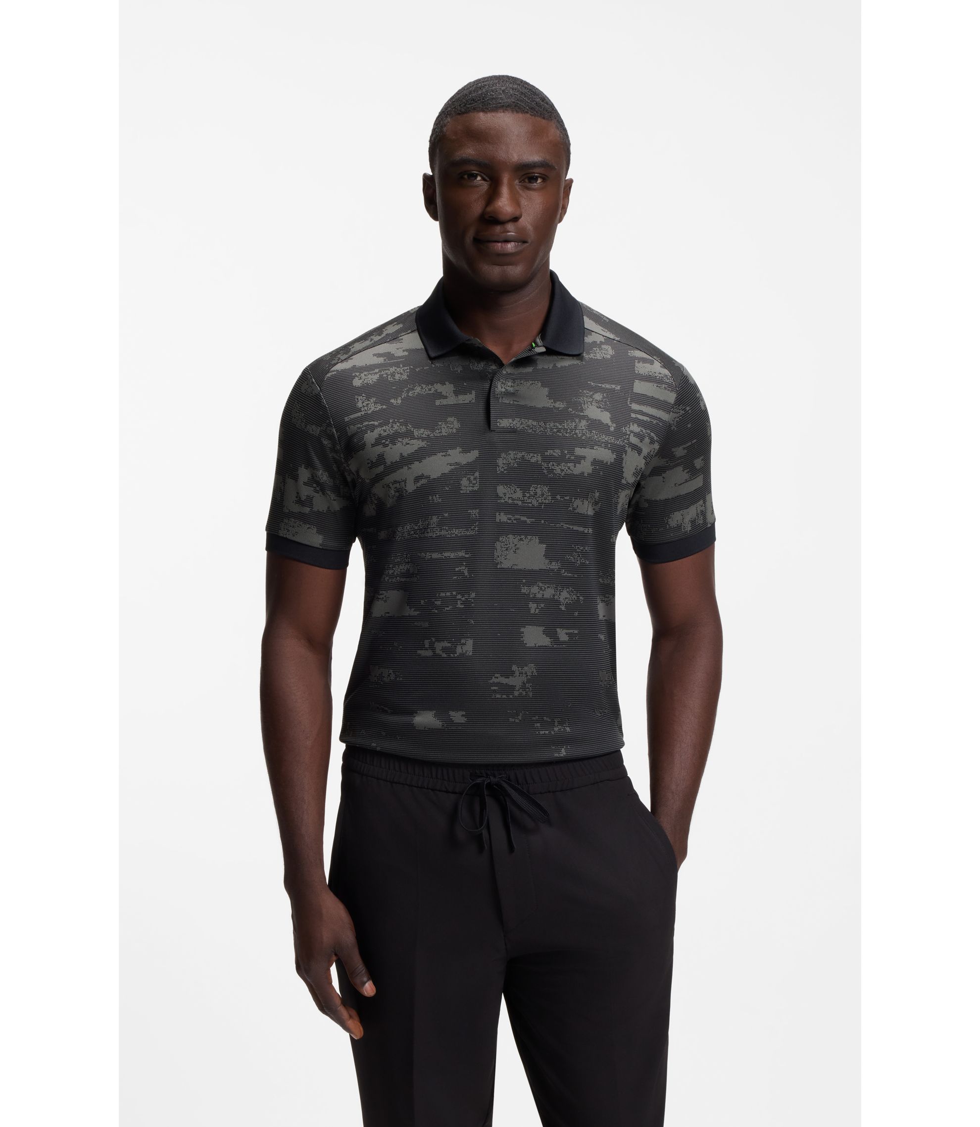 Slim-Fit Poloshirt mit Jacquard-Muster