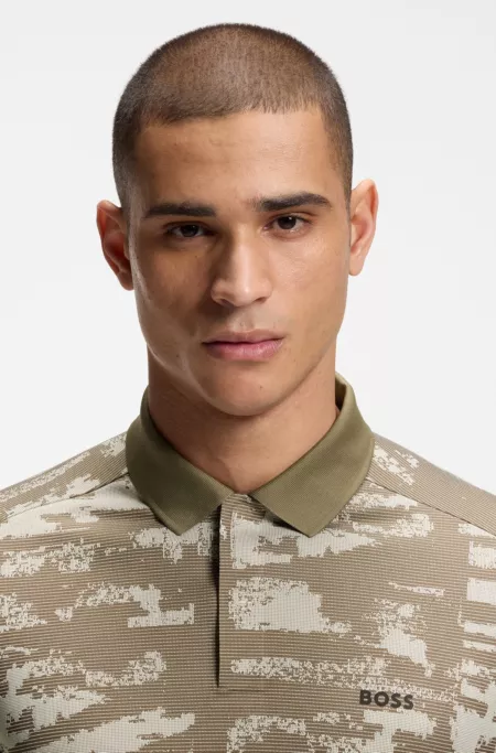 Slim-fit polo shirt with jacquard pattern