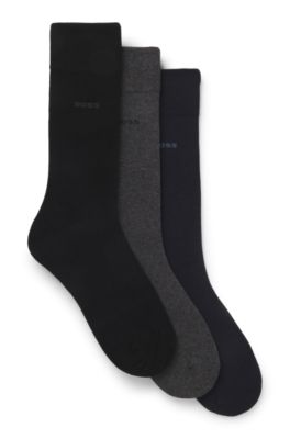 Calze ad altezza regolare con logo in confezione da tre, Nero / Grigio / Blu