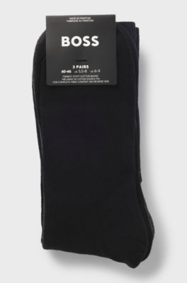 Three-pack of regular-length socks with logos, Black / Grey / Blue