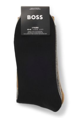 Three-pack of regular-length socks with logos, Grey / Beige / Black