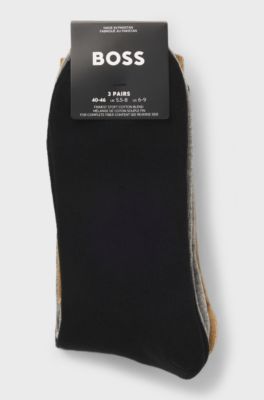 Three-pack of regular-length socks with logos, Grey / Beige / Black