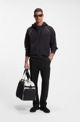 Cotton-blend tracksuit bottoms with pintuck pleats, Black