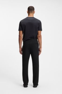 Cotton-blend tracksuit bottoms with pintuck pleats, Black