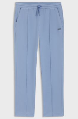 Pantaloni della tuta in misto cotone con pieghe a cannoncino, Celeste