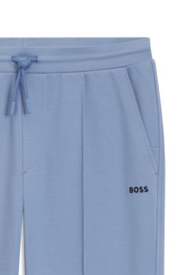 BOSS - Cotton-blend tracksuit bottoms with pintuck pleats - Light Blue
