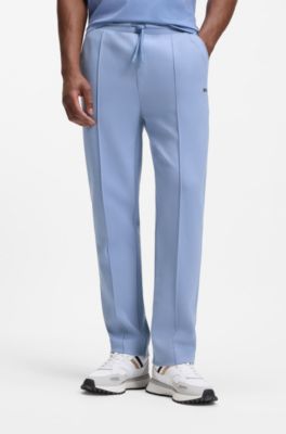 Pantaloni della tuta in misto cotone con pieghe a cannoncino, Celeste