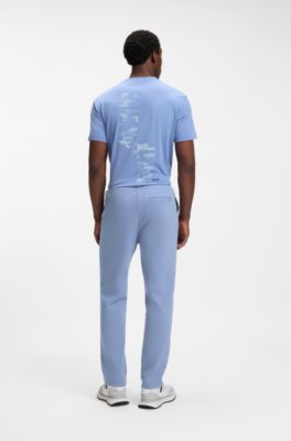 Cotton-blend tracksuit bottoms with pintuck pleats, Light Blue
