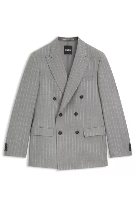 Double-breasted suit jacket in striped virgin wool
