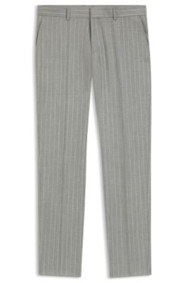 Formal trousers in striped virgin wool, Silver