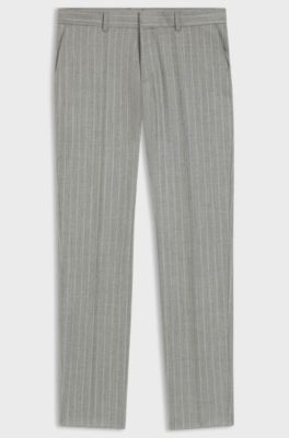 Formal trousers in striped virgin wool, Silver