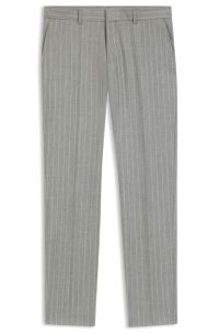Formal trousers in striped virgin wool, Silver
