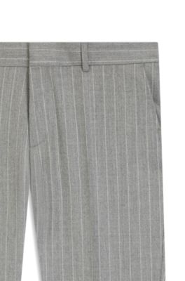 Formal trousers in striped virgin wool, Silver