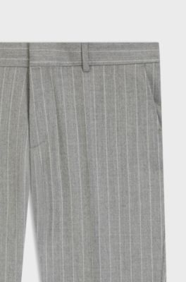 Formal trousers in striped virgin wool, Silver
