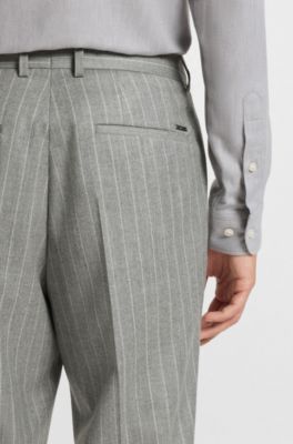 Formal trousers in striped virgin wool, Silver