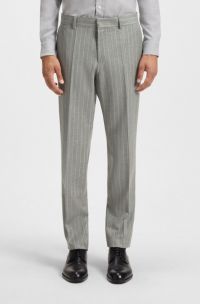 Pantalon van scheerwol met strepen, Zilver