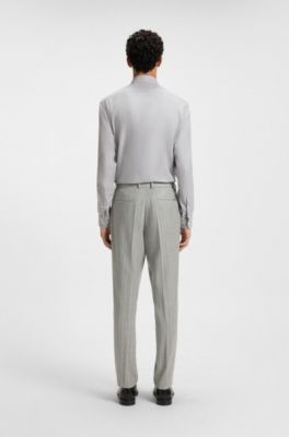 Formal trousers in striped virgin wool, Silver