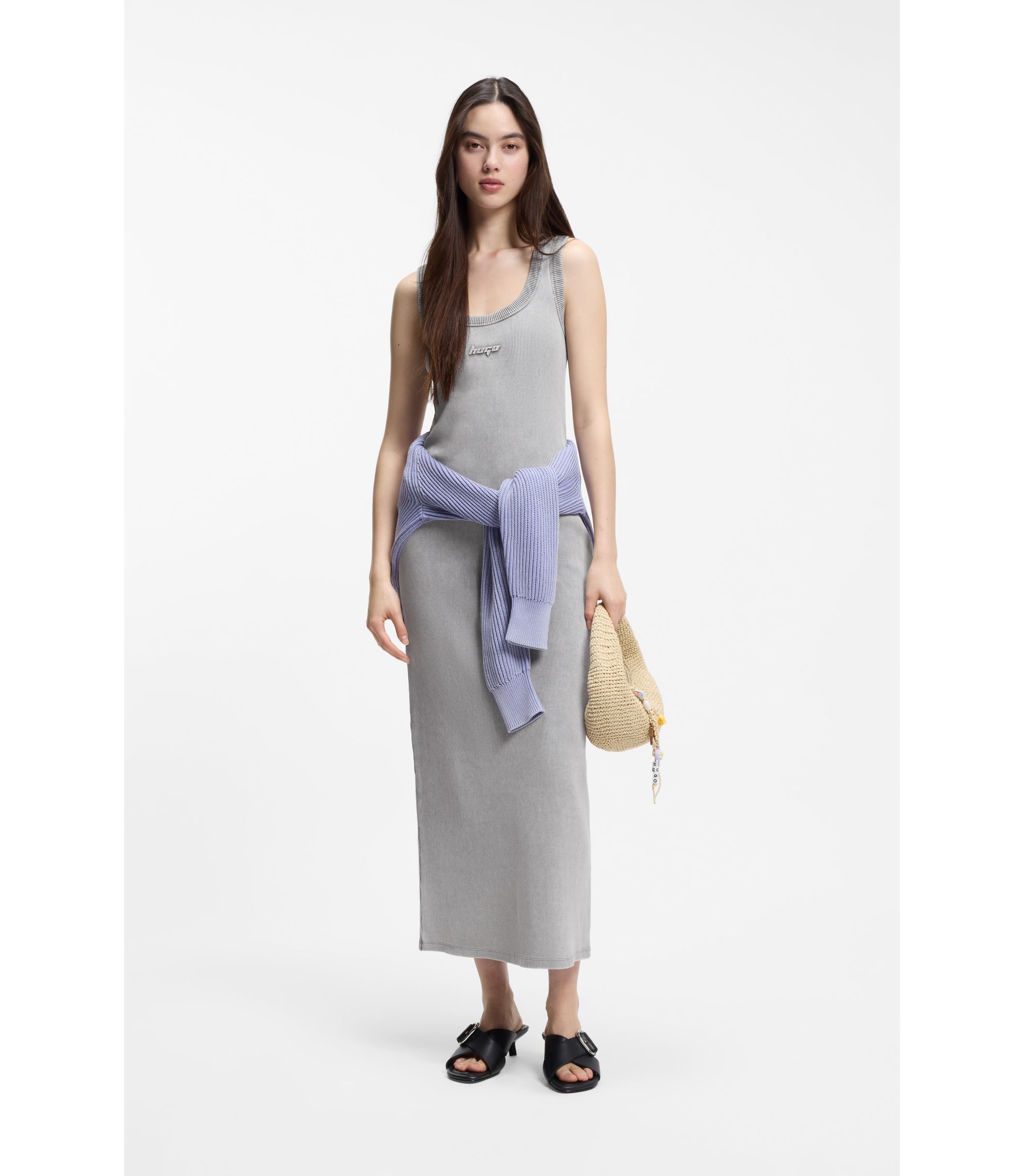 Slim-Fit Kleid aus Stretch-Baumwolle mit geprägtem Logo