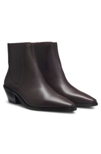 Western-inspired ankle boots in leather with stretch panels, Light Purple