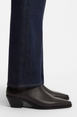 Western-inspired ankle boots in leather with stretch panels, Light Purple