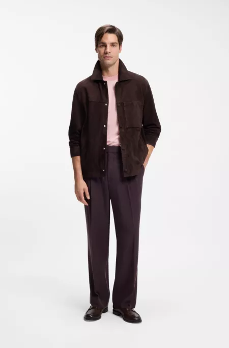 Jacke aus Veloursleder mit Druckknopfverschluss