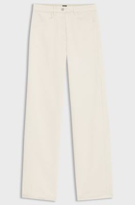 Wide-leg trousers in needle-punch cotton, Natural