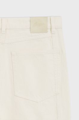 Wide-leg trousers in needle-punch cotton, Natural