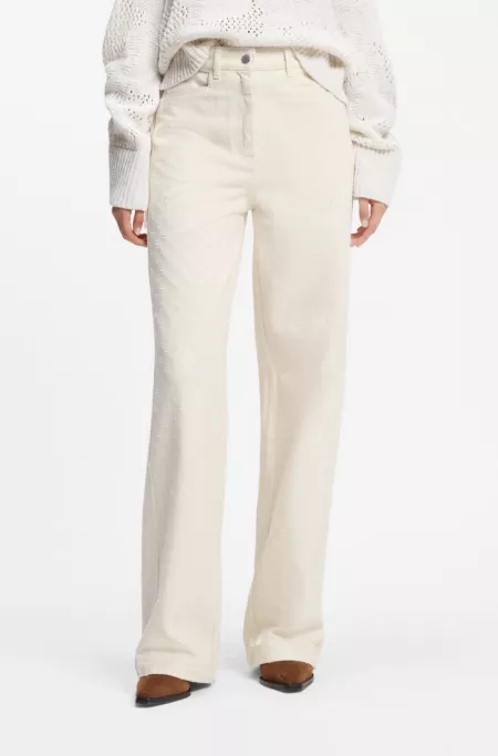 Wide-leg trousers in needle-punch cotton