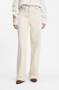 Wide-leg trousers in needle-punch cotton, White