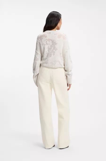Wide-leg trousers in needle-punch cotton