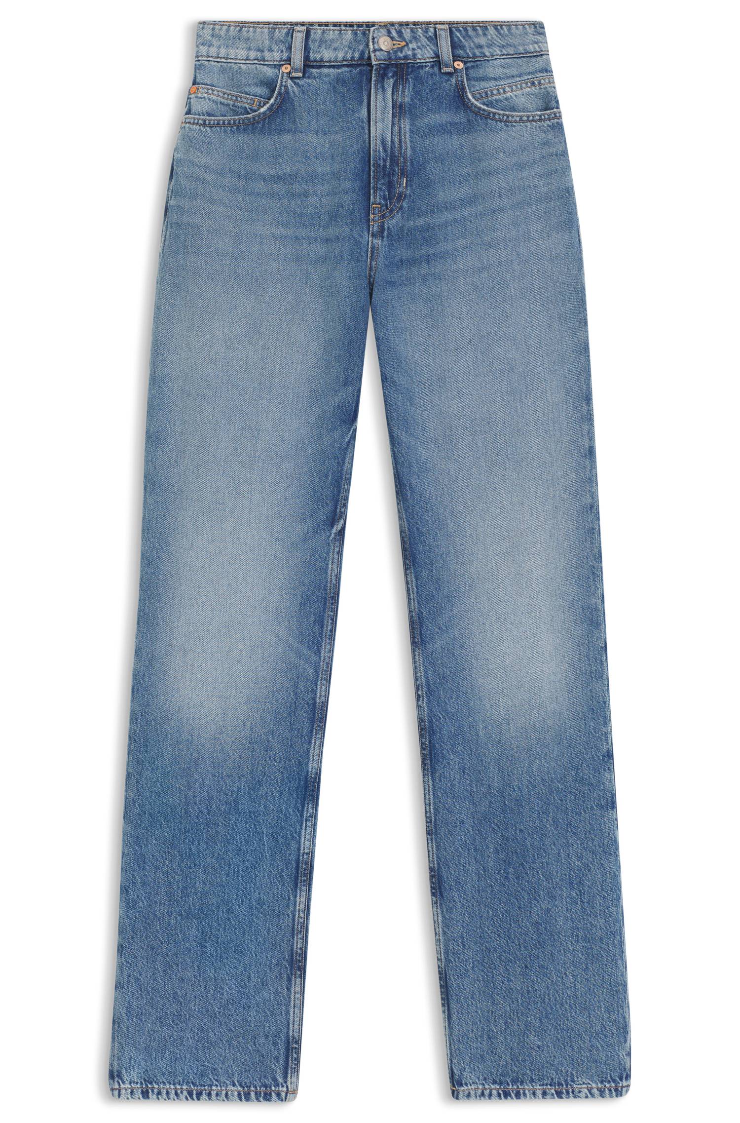 Boss High-waisted regular-fit jeans in blue rigid denim dam – bild 4