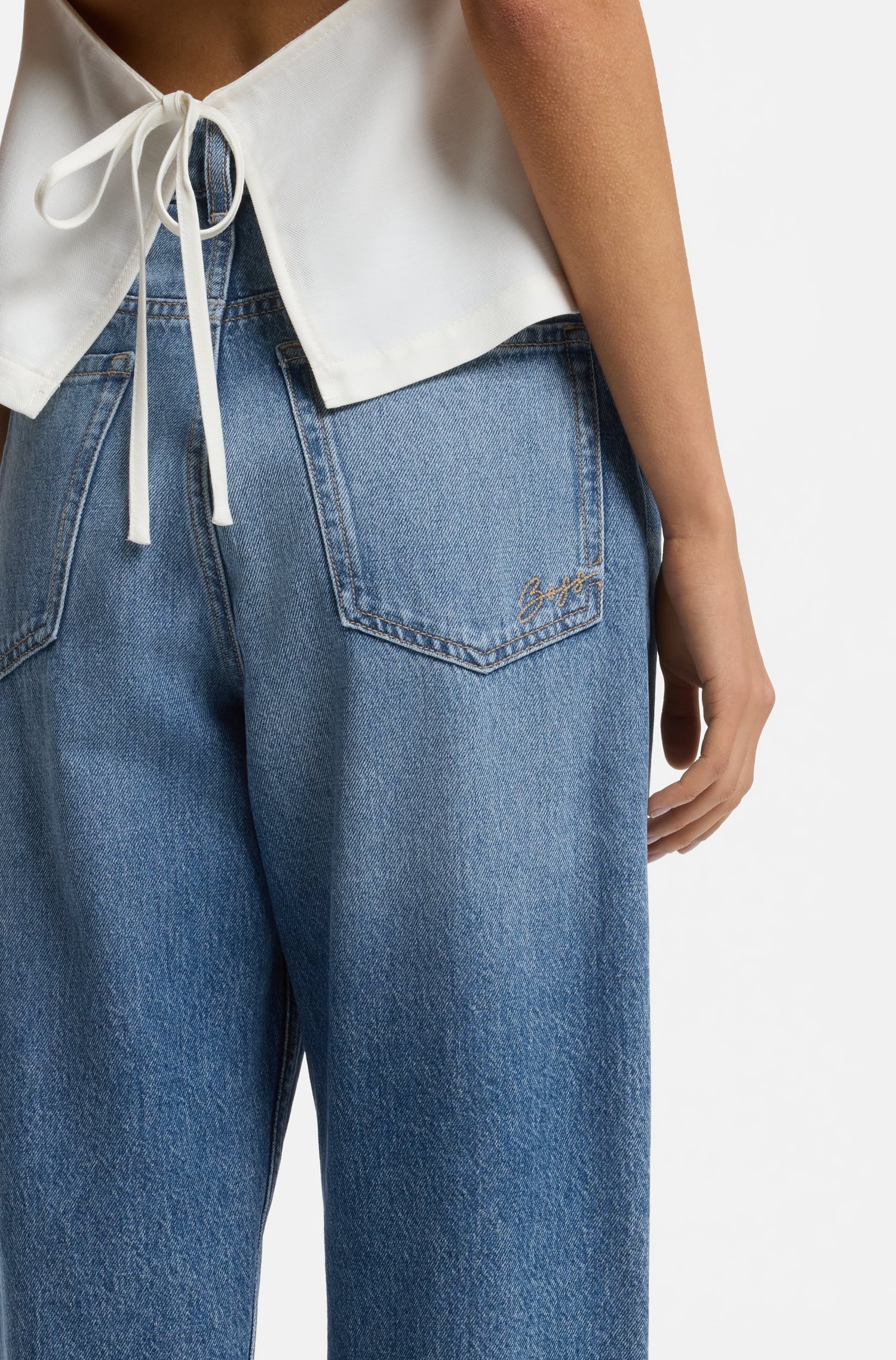 Boss High-waisted regular-fit jeans in blue rigid denim dam – bild 3