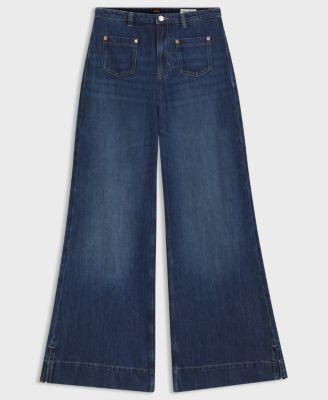 Flared-fit jeans van blauw denim, Donkerblauw