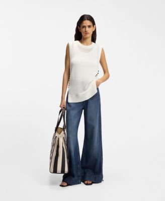 Flared-fit jeans van blauw denim, Donkerblauw