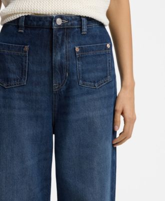 Flared-fit jeans van blauw denim, Donkerblauw