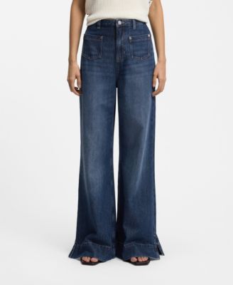 Flared-fit jeans van blauw denim, Donkerblauw