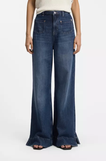 Flared-fit jeans in blue denim