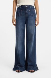 Flared-fit jeans in blue denim, Dark Blue