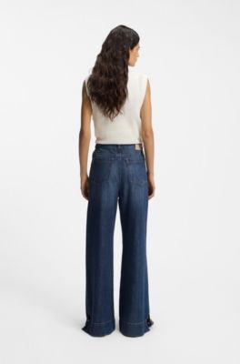 Flared-fit jeans in blue denim, Dark Blue