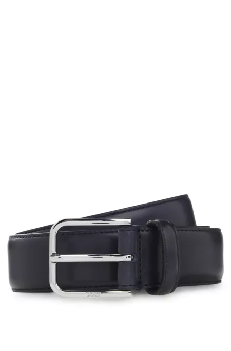 Ceinture Business en cuir avec boucle en argent poli