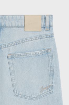 Straight-fit jeans in blue denim, Light Blue