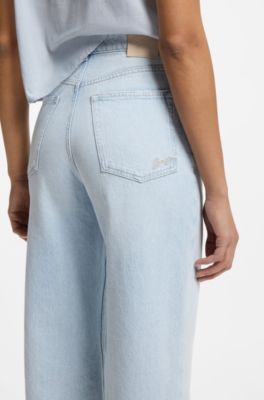 Straight-fit jeans in blue denim, Light Blue